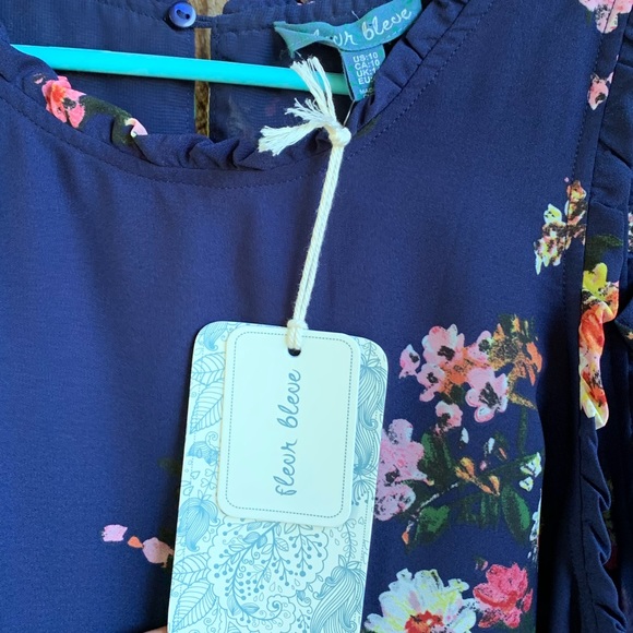 NWT Navy Floral Knee-Length Dress - Picture 3 of 4